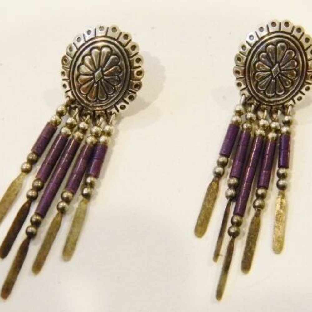 Q.T Quoc Lapis sterling silver earrings navajo